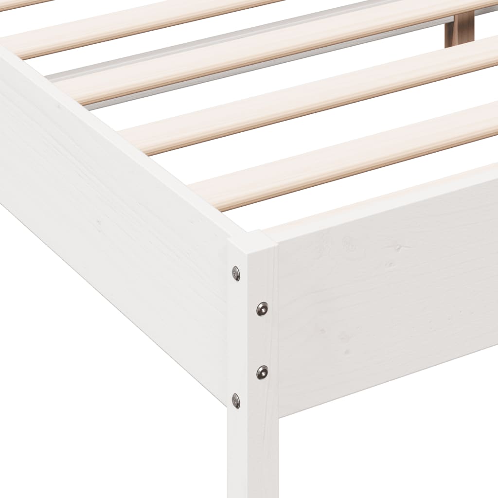 Bedframe massief grenenhout wit 120x200 cm