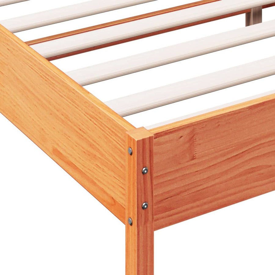 Bedframe massief grenenhout wasbruin 120x200 cm