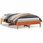 Bed frame without mattress solid pine wash brown 120x200 cm