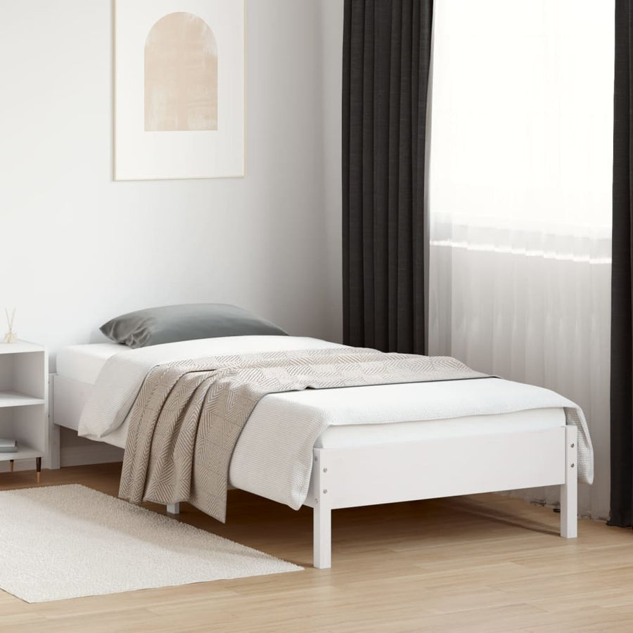 Bedframe massief grenenhout wit 100x200 cm