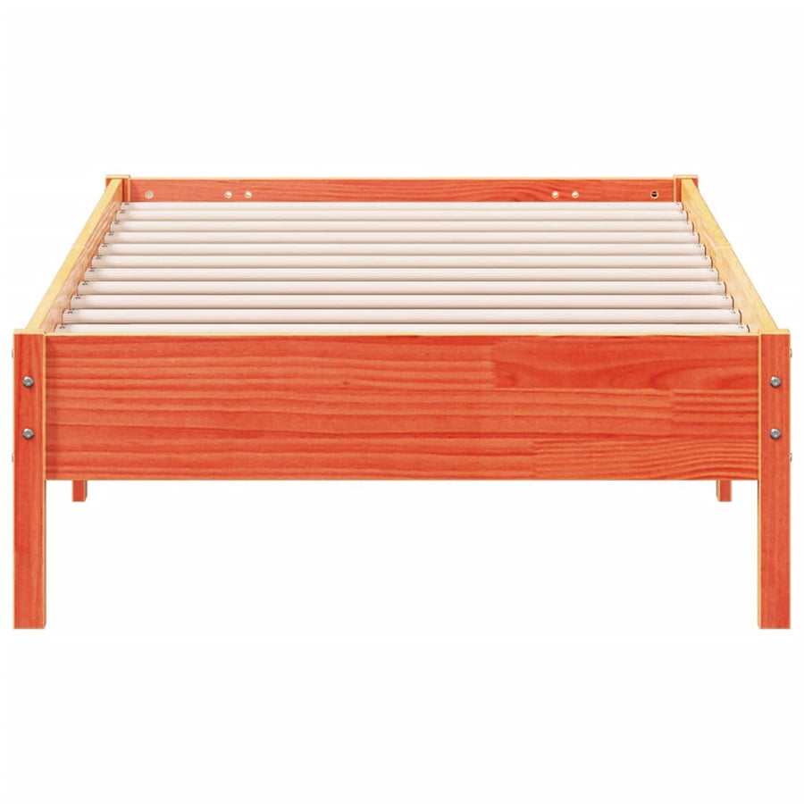 Bedframe massief grenenhout wasbruin 100x200 cm