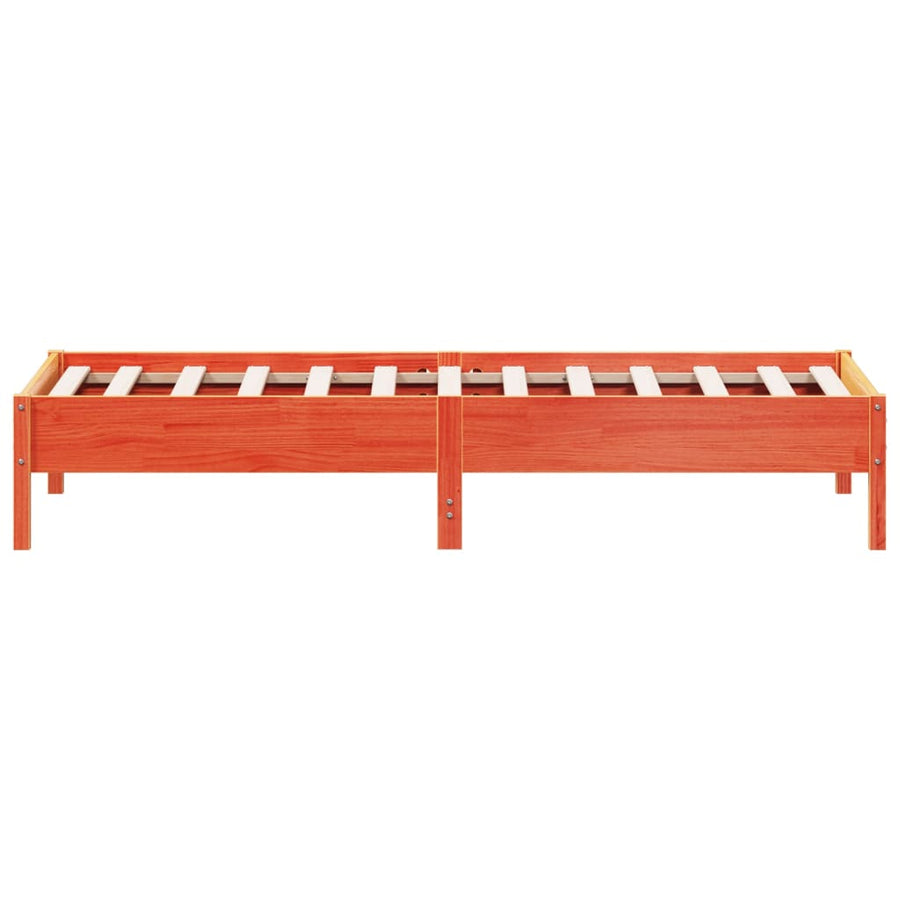 Bedframe massief grenenhout wasbruin 100x200 cm