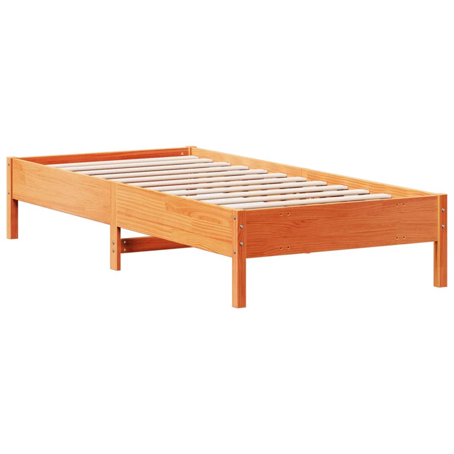Bedframe massief grenenhout wasbruin 100x200 cm