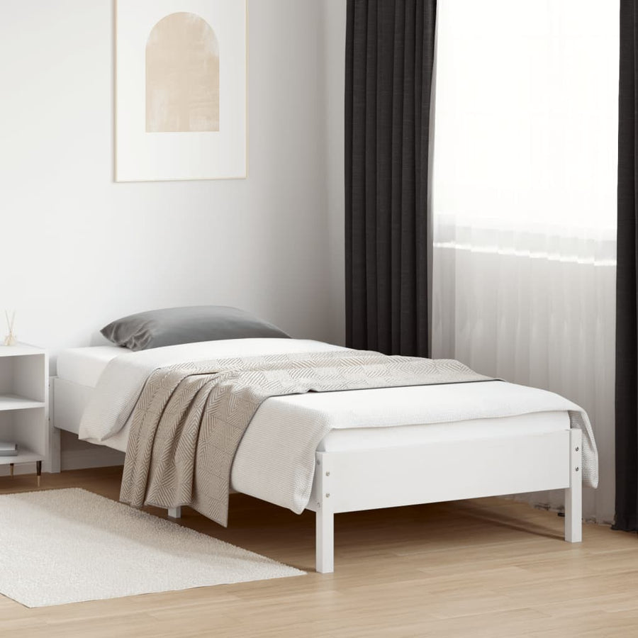 Bedframe massief grenenhout wit 90x200 cm