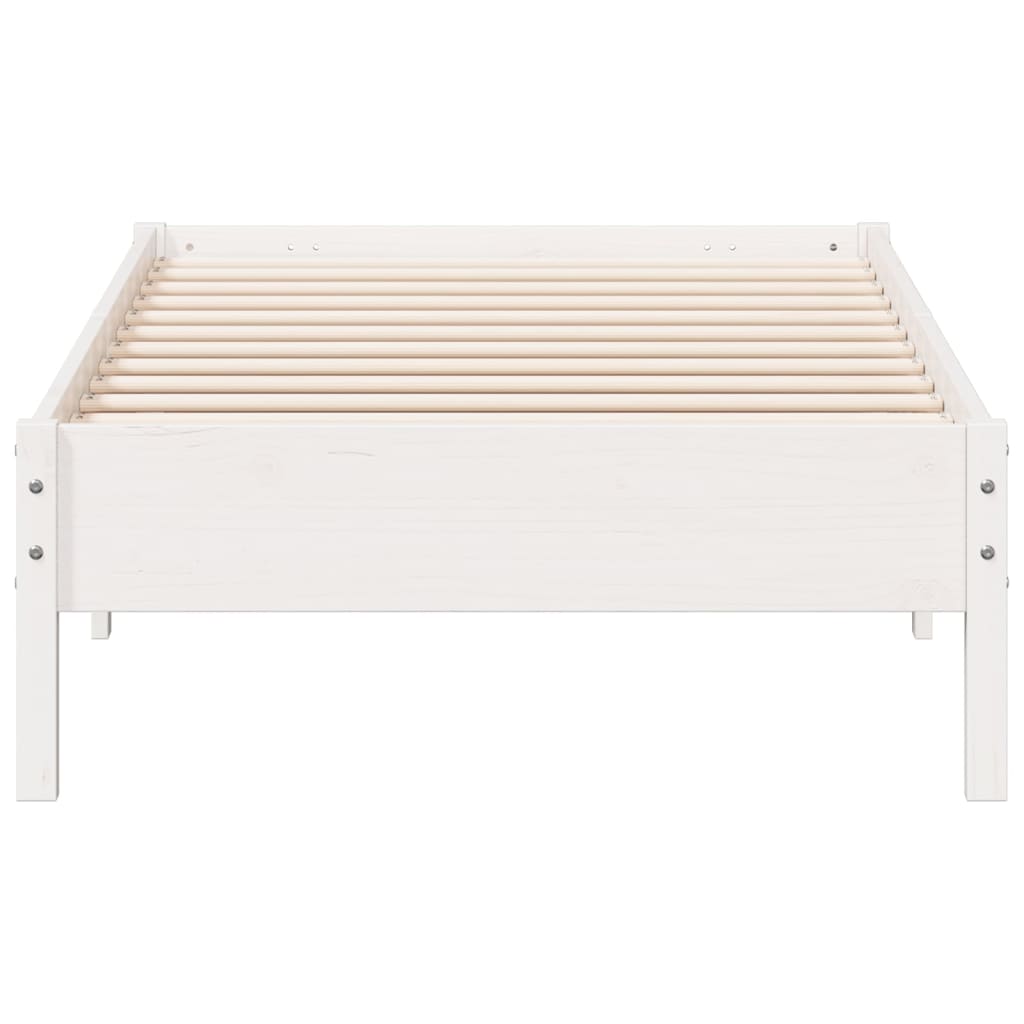 Bedframe massief grenenhout wit 90x200 cm