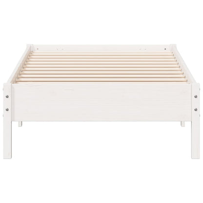 Bedframe massief grenenhout wit 90x200 cm