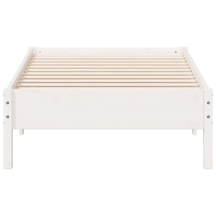 Bedframe massief grenenhout wit 90x200 cm