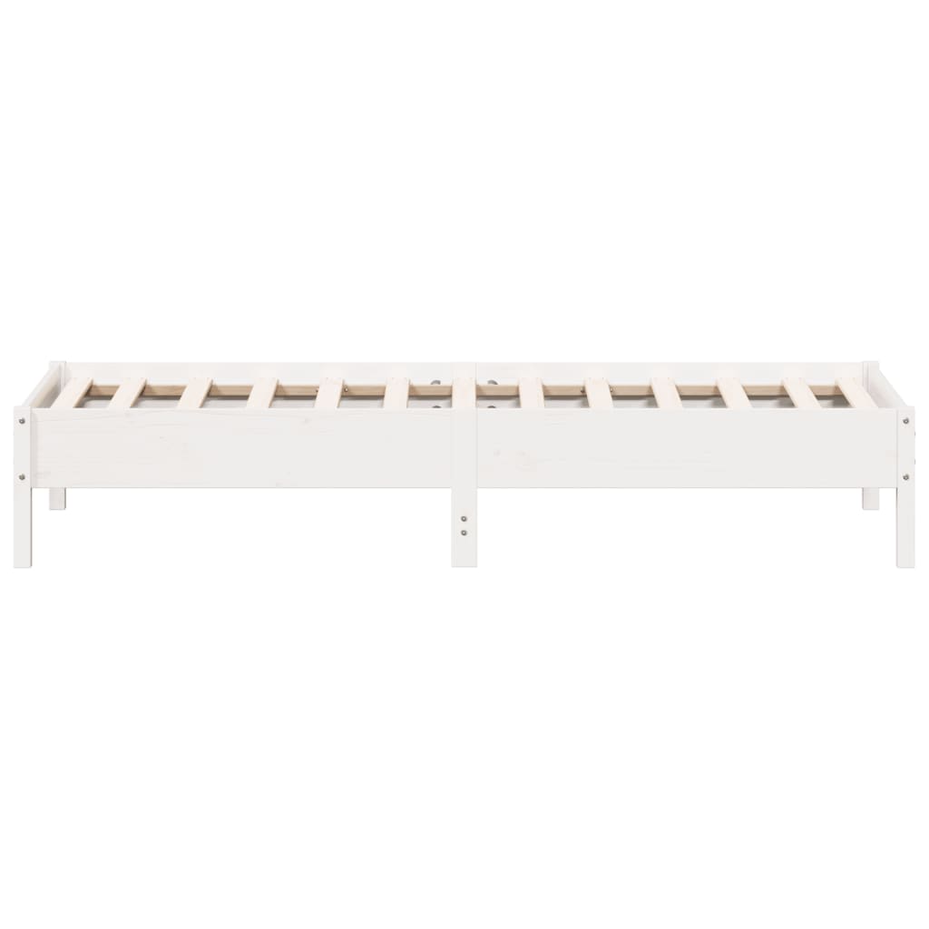 Bedframe massief grenenhout wit 90x200 cm