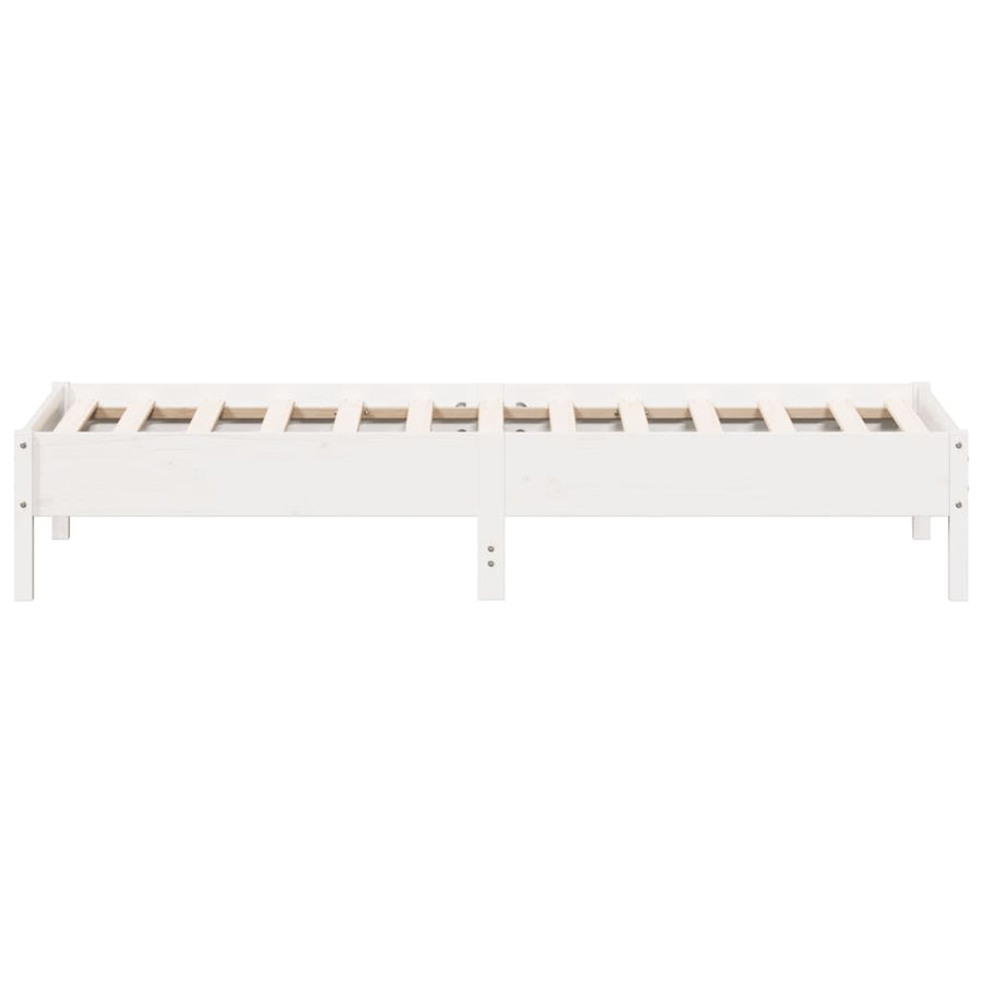Bedframe massief grenenhout wit 90x200 cm