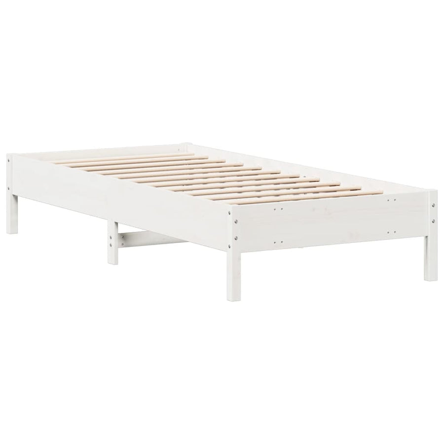 Bedframe massief grenenhout wit 90x200 cm