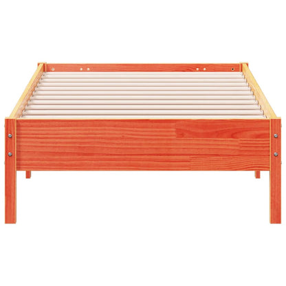 Bedframe massief grenenhout wasbruin 90x200 cm