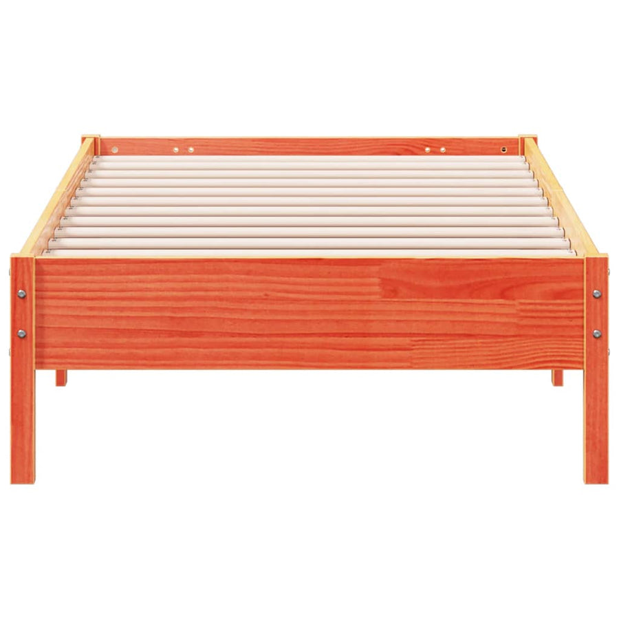 Bedframe massief grenenhout wasbruin 90x200 cm