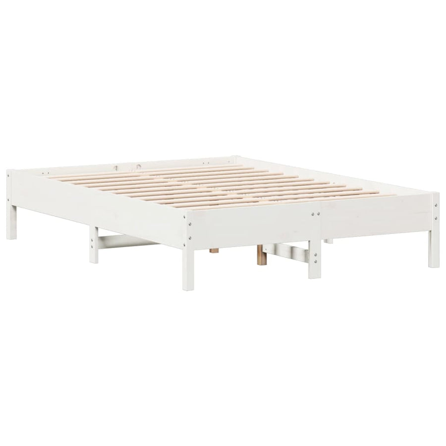 Bedframe massief grenenhout wit 140x190 cm