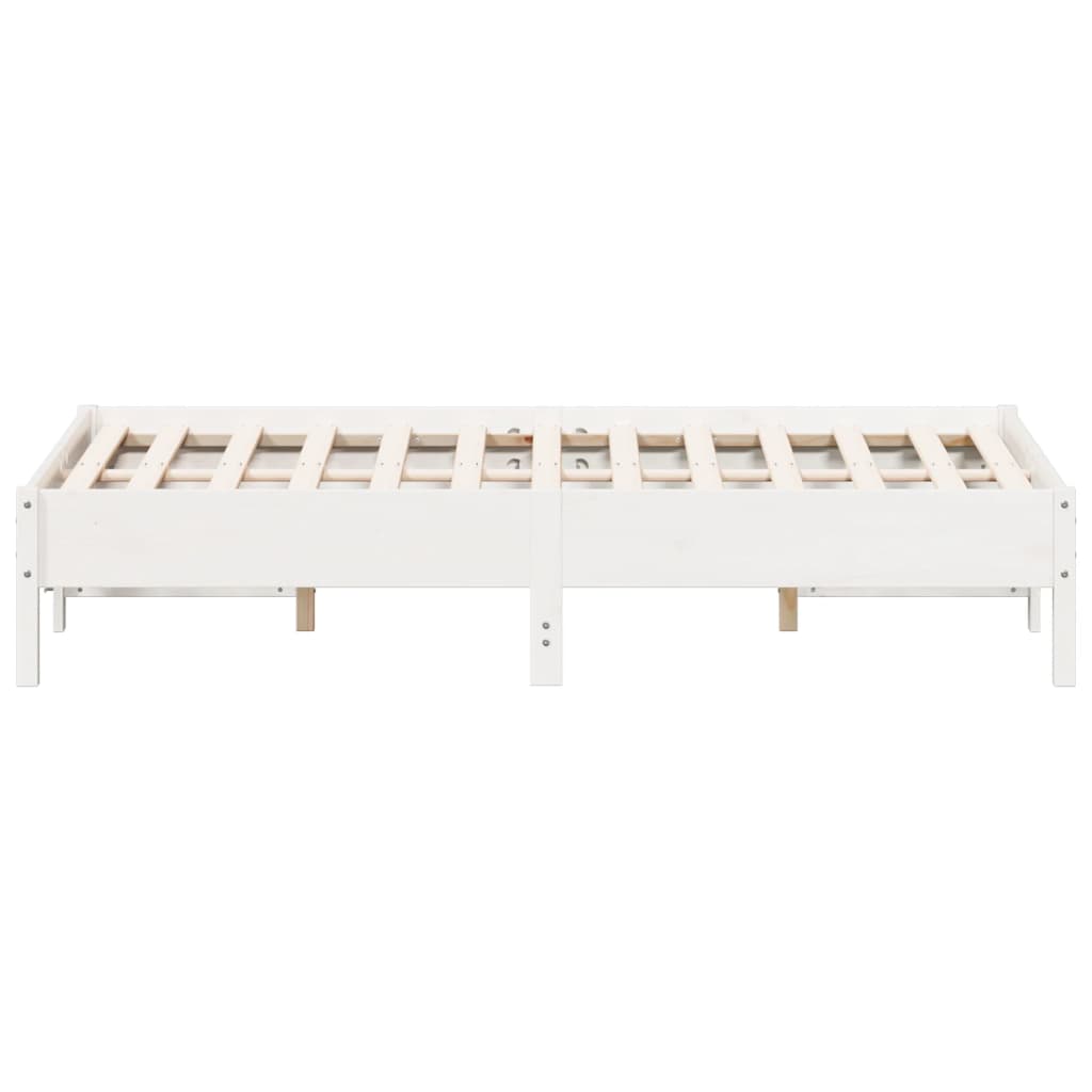 Bedframe massief grenenhout wit 140x190 cm