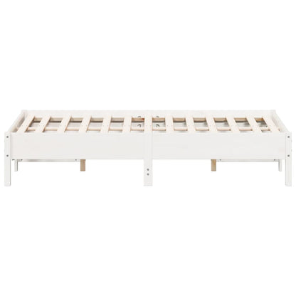 Bedframe massief grenenhout wit 140x190 cm