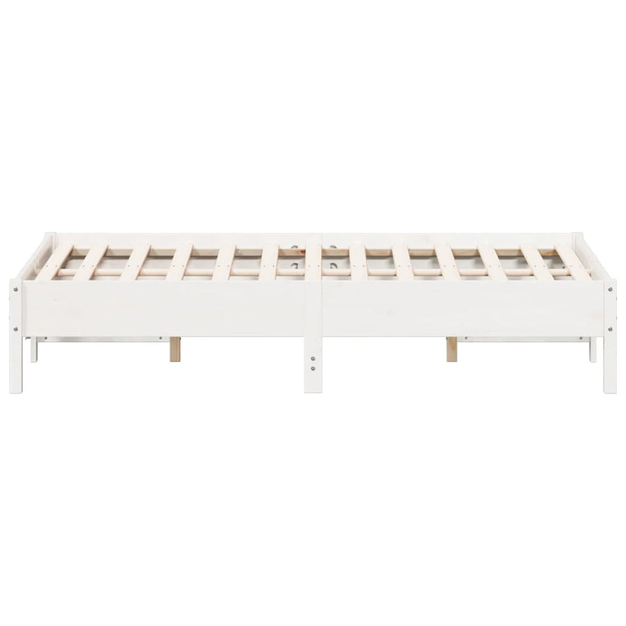 Bedframe massief grenenhout wit 140x190 cm