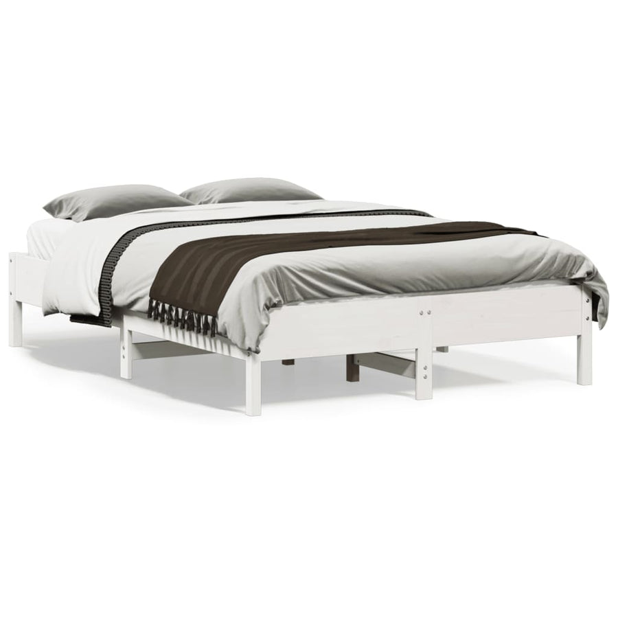 Bedframe massief grenenhout wit 140x190 cm