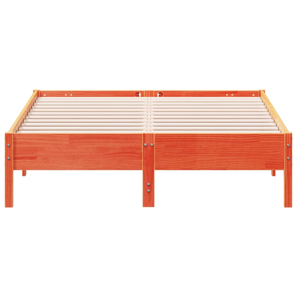 Bedframe massief grenenhout wasbruin 140x190 cm