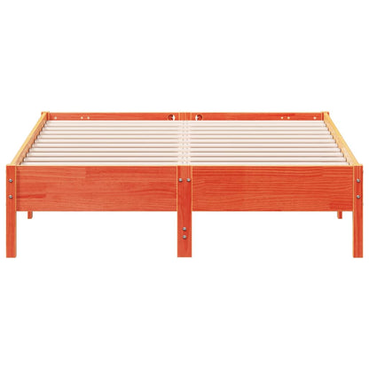 Bedframe massief grenenhout wasbruin 140x190 cm