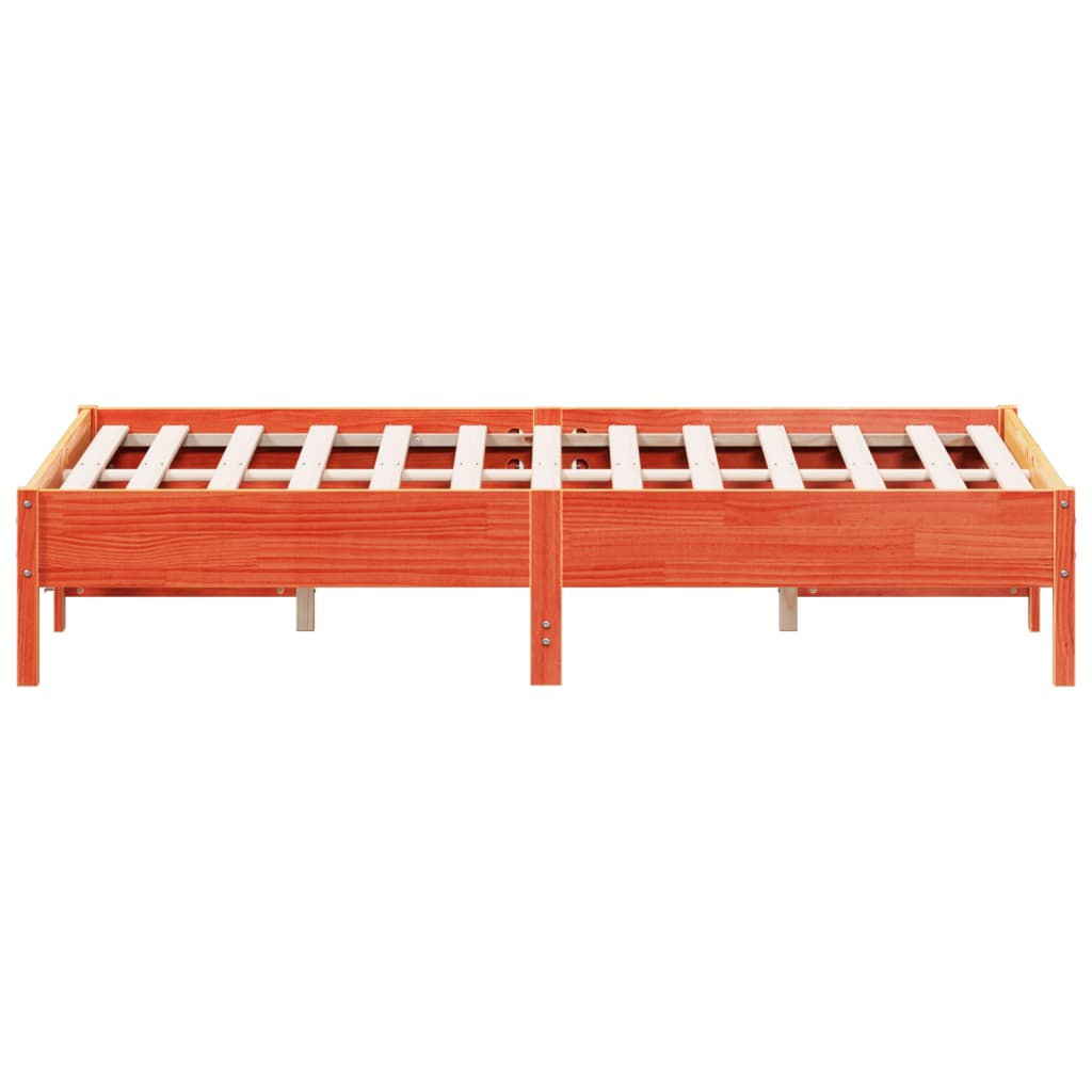 Bedframe massief grenenhout wasbruin 140x190 cm