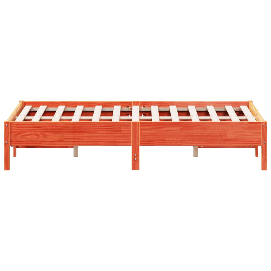 Bedframe massief grenenhout wasbruin 140x190 cm
