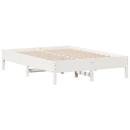 Bedframe massief grenenhout wit 135x190 cm
