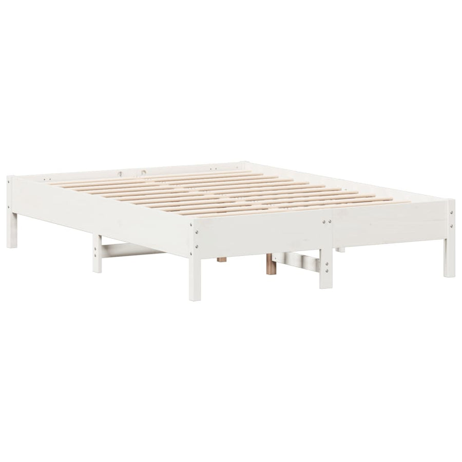 Bedframe massief grenenhout wit 135x190 cm