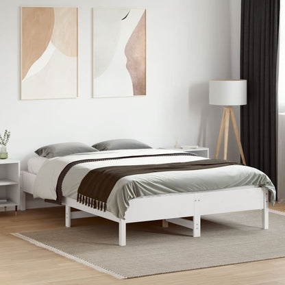 Bedframe massief grenenhout wit 135x190 cm