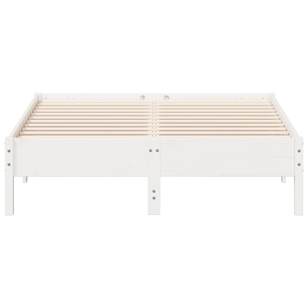 Bedframe massief grenenhout wit 135x190 cm