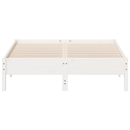 Bedframe massief grenenhout wit 135x190 cm