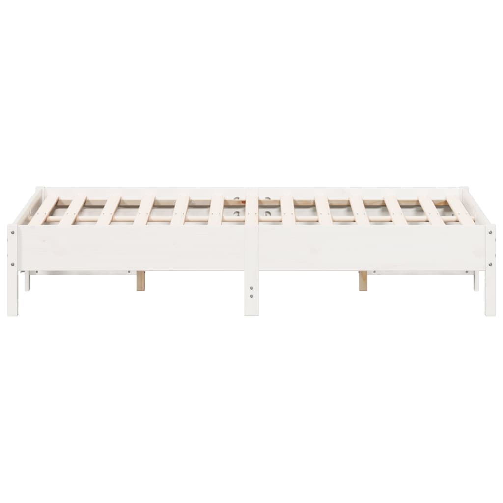 Bedframe massief grenenhout wit 135x190 cm