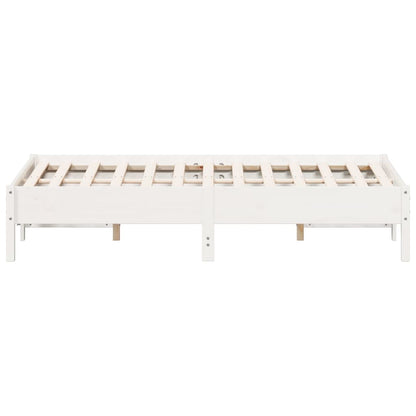 Bedframe massief grenenhout wit 135x190 cm