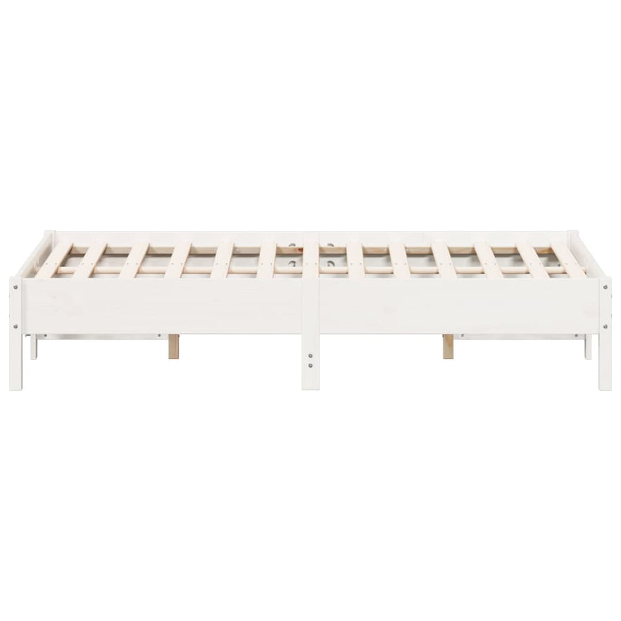 Bedframe massief grenenhout wit 135x190 cm