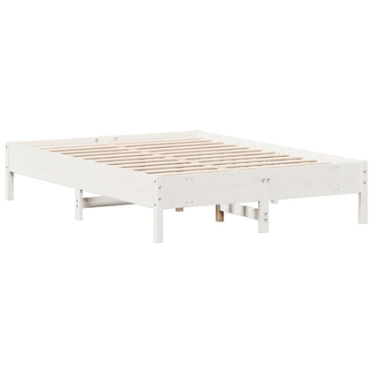 Bedframe massief grenenhout wit 135x190 cm