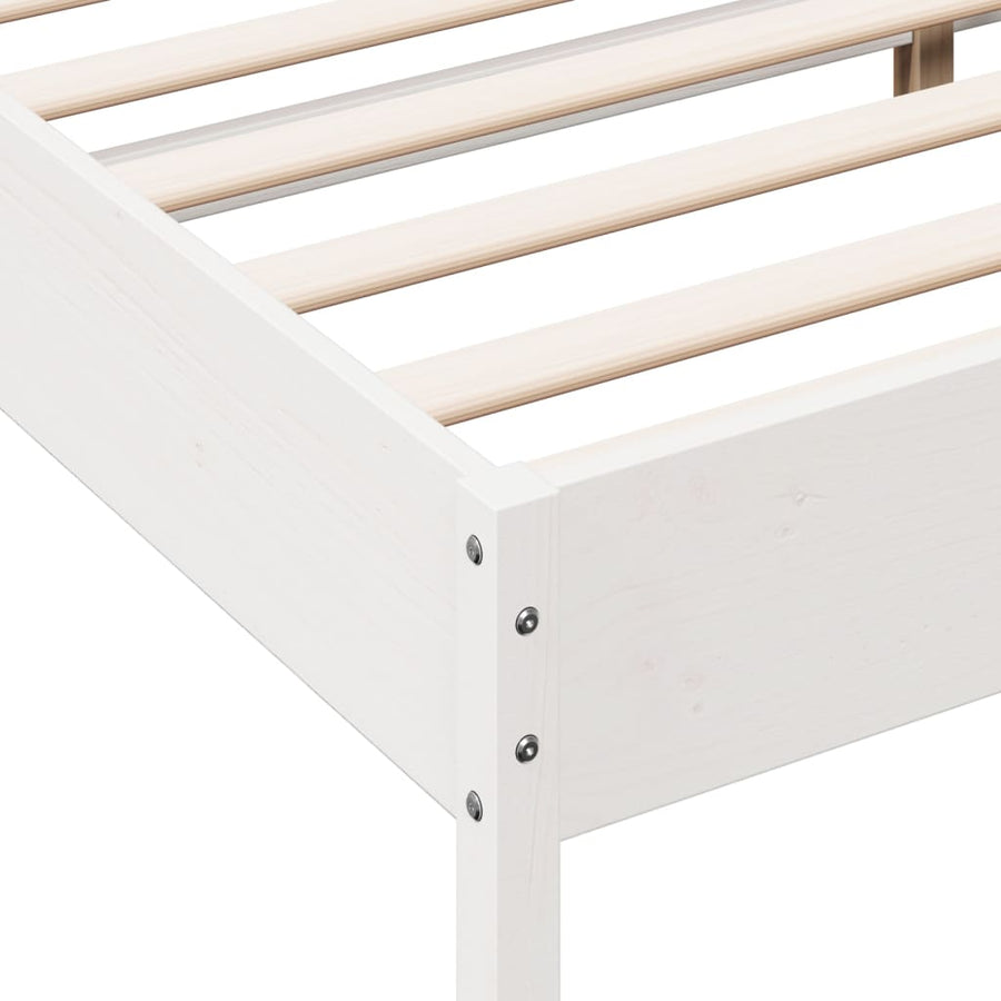 Bedframe massief grenenhout wit 135x190 cm