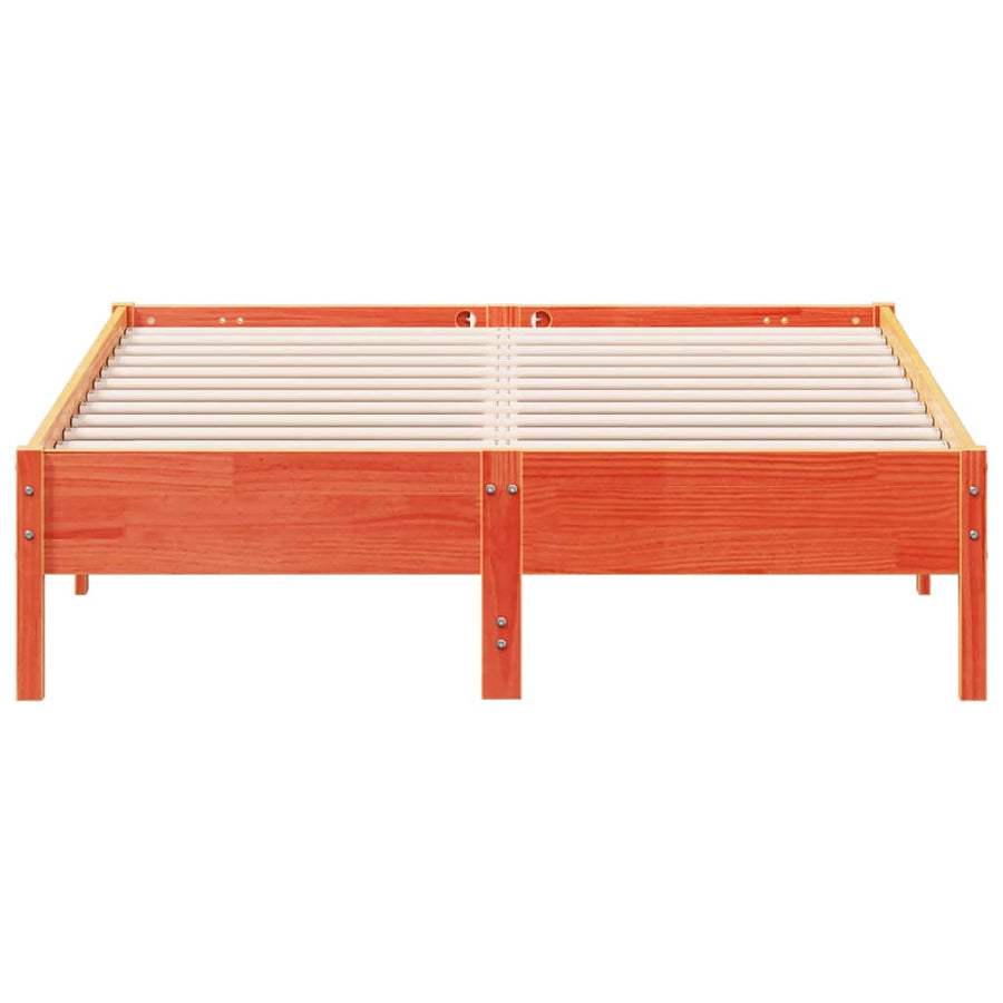 Bedframe massief grenenhout wasbruin 135x190 cm