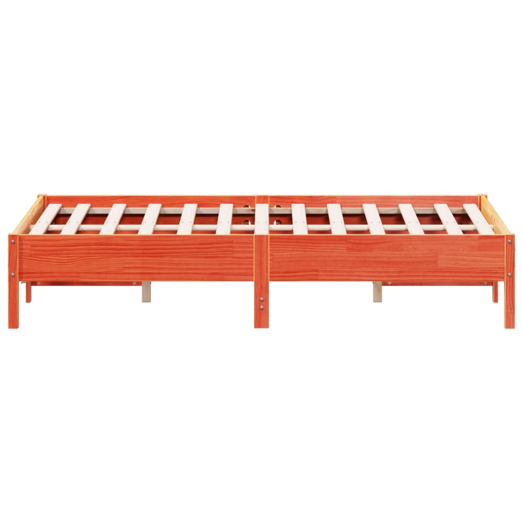 Bedframe massief grenenhout wasbruin 135x190 cm