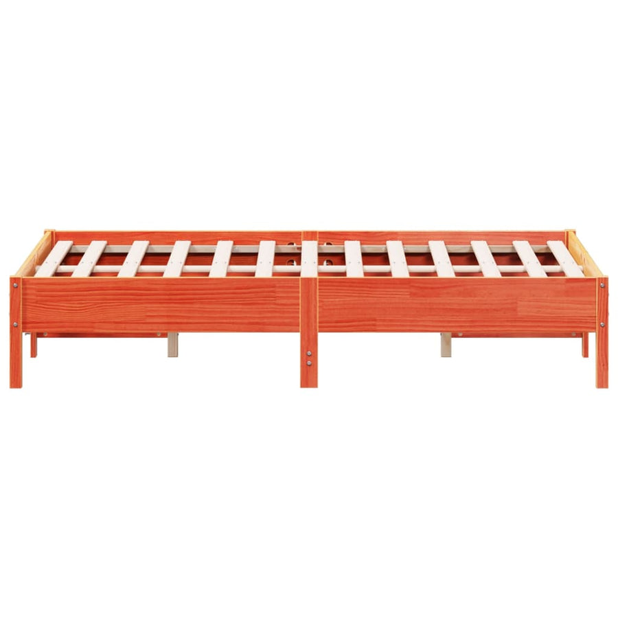 Bedframe massief grenenhout wasbruin 135x190 cm
