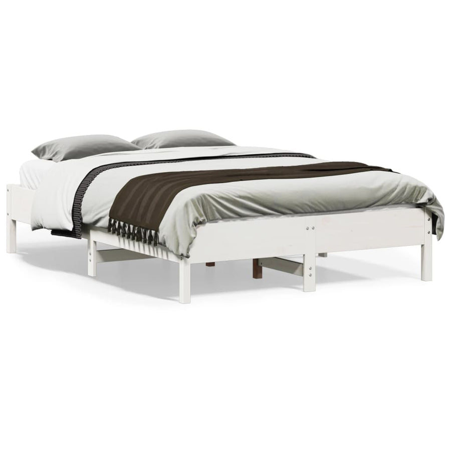 Bedframe massief grenenhout wit 120 x 190 cm