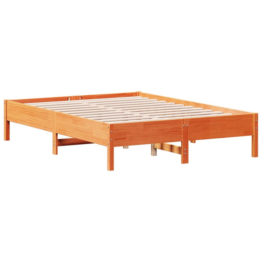 Bedframe massief grenenhout wasbruin 120x190 cm