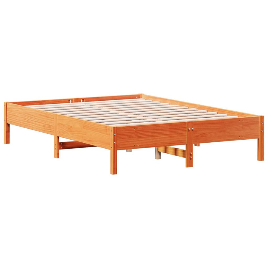 Bedframe massief grenenhout wasbruin 120x190 cm