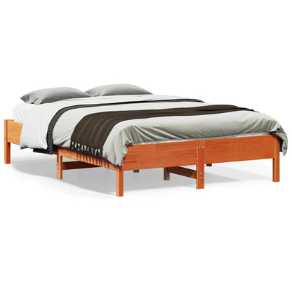 Bedframe massief grenenhout wasbruin 120x190 cm