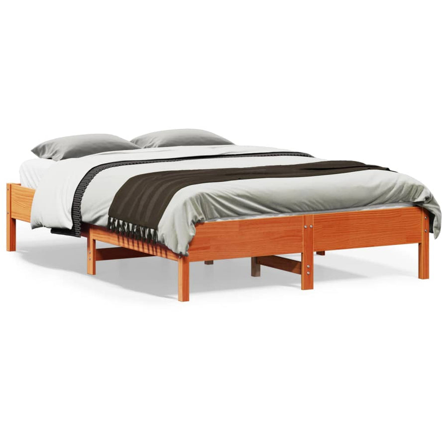 Bedframe massief grenenhout wasbruin 120x190 cm
