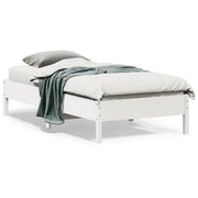 Bedframe massief grenenhout wit 90x190 cm