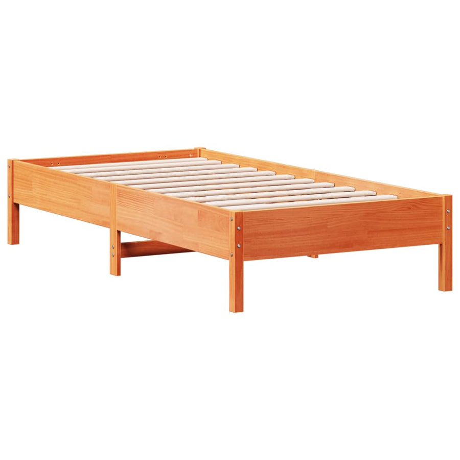 Bedframe massief grenenhout wasbruin 90x190 cm