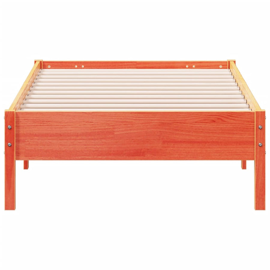 Bedframe massief grenenhout wasbruin 90x190 cm