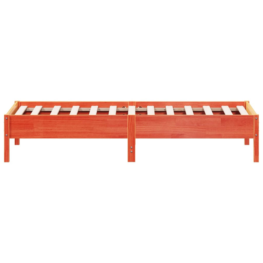 Bedframe massief grenenhout wasbruin 90x190 cm