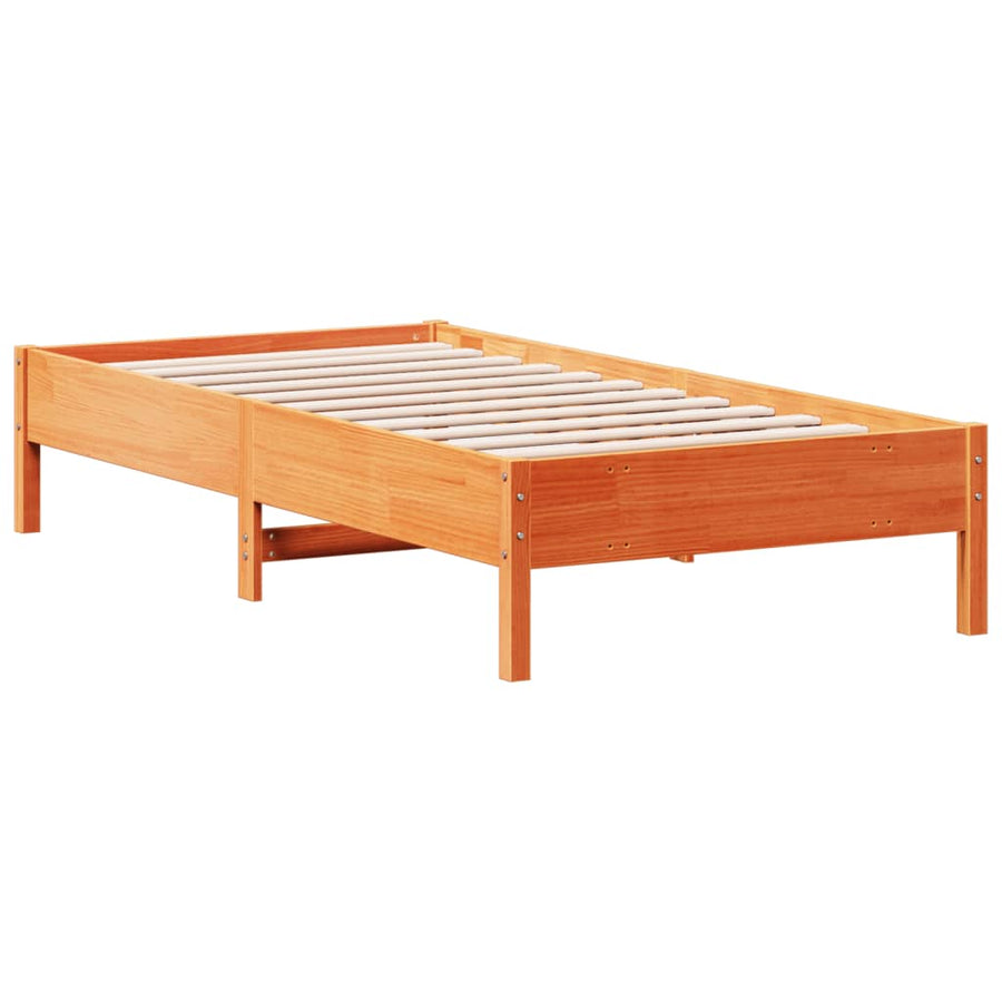 Bedframe massief grenenhout wasbruin 90x190 cm