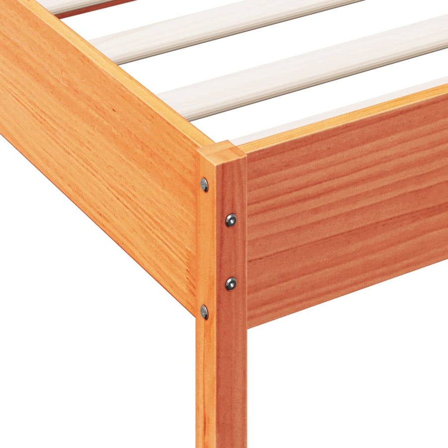 Bedframe massief grenenhout wasbruin 90x190 cm