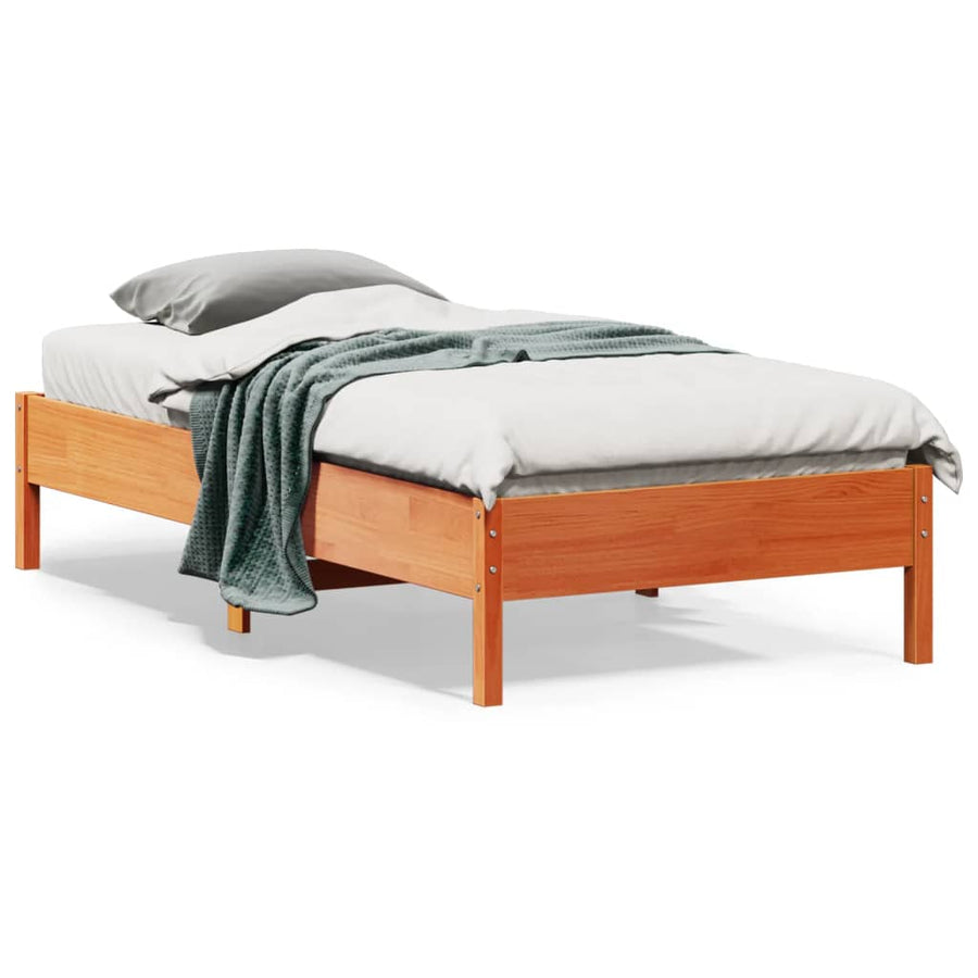 Bedframe massief grenenhout wasbruin 90x190 cm